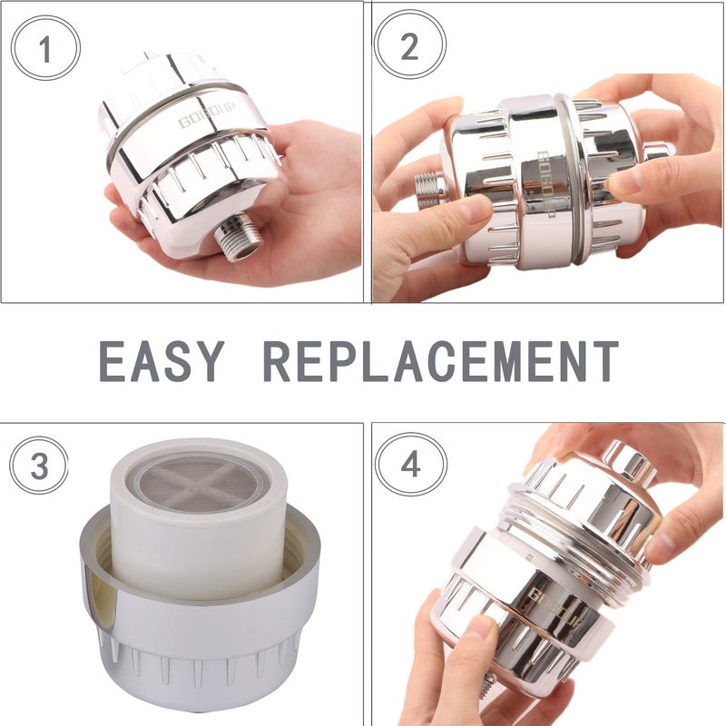 GOGOUP Shower Filter Replacement Cartridge for Hard Water Universal (2Pcs) - Image 4